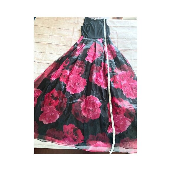 Eliza J Women's Jersey Black And Red Floral Ball Gown - 4 - Picture 4 of 13